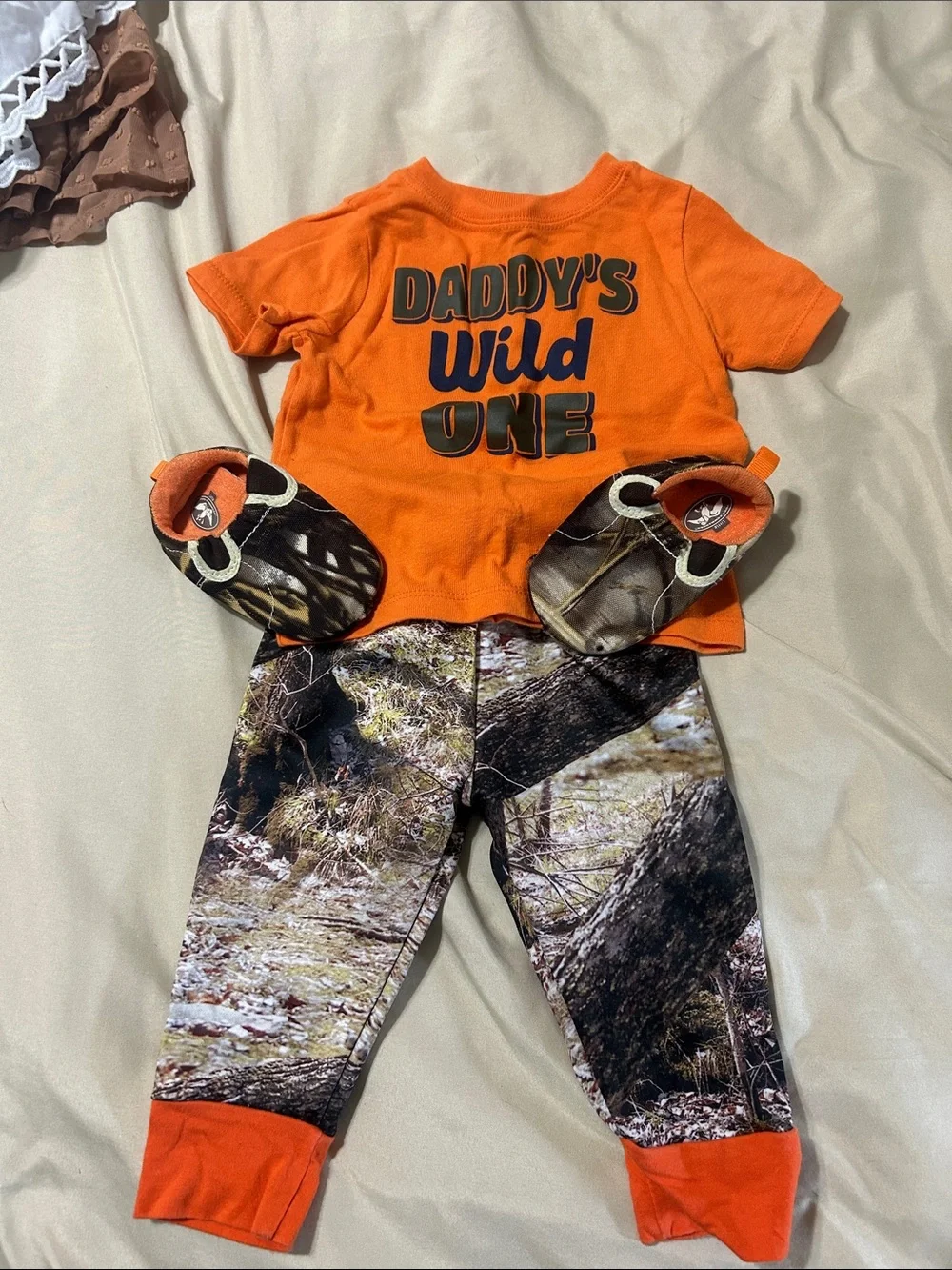 Garanimals Orange 'Daddy's Wild One' Tee with Camo Pants